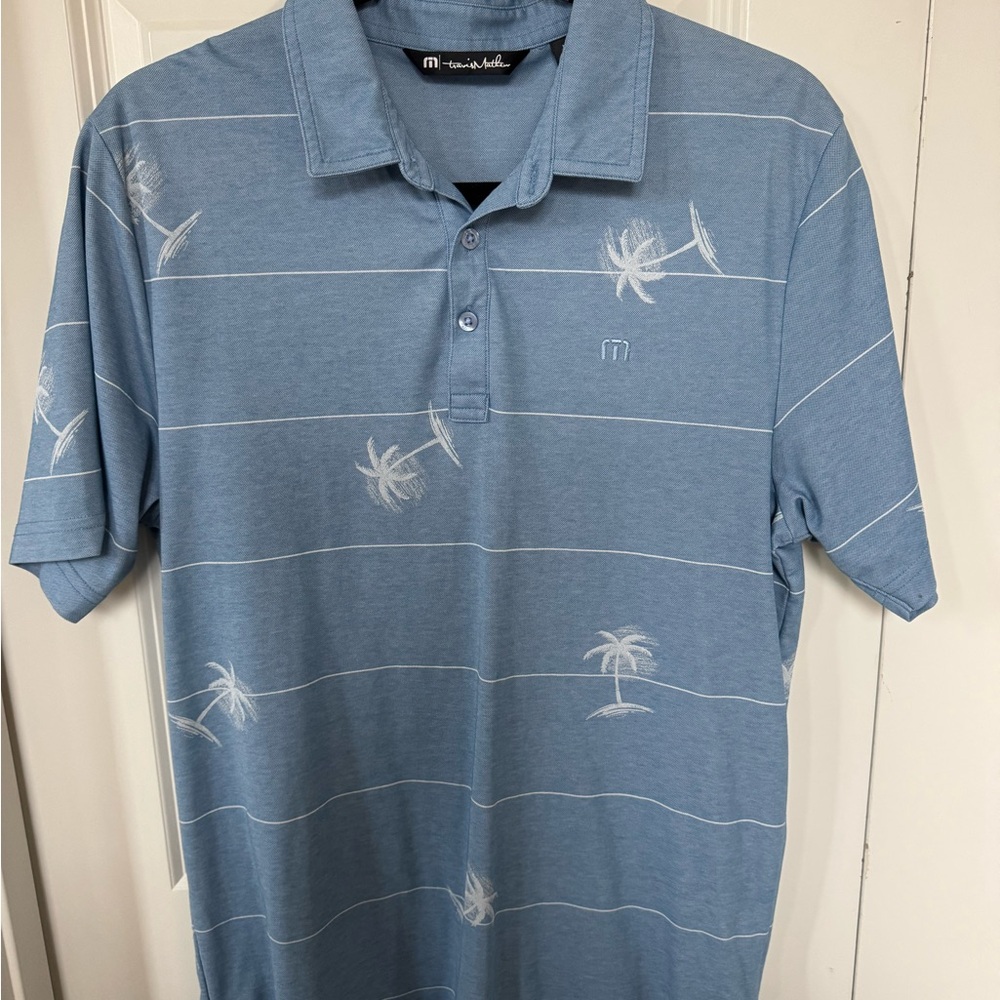 Travis Mathew Light Blue Palm Tree Polo